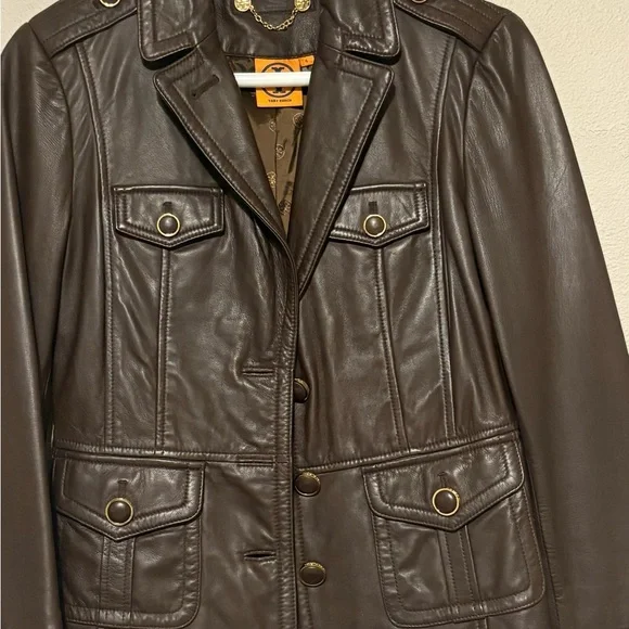 Tory Burch Dark Brown Leather Jacket - Picture 11 of 11